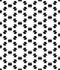 Black and white seamless abstract pattern. Background and backdrop. Grayscale ornamental design. Mosaic ornaments. Vector graphic illustration. EPS10.