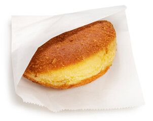 Fried Doughnut Toast isolated on white background, Fried Doughnut Toast with Soy Chicken Filling on white With clipping path.