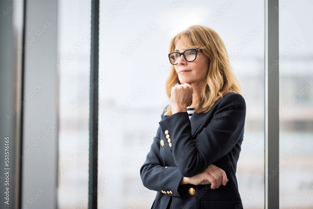 Wall mural confident caucasian businesswoman against white background