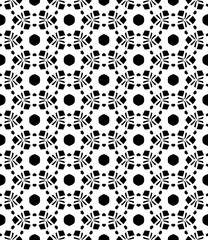 Black and white seamless abstract pattern. Background and backdrop. Grayscale ornamental design. Mosaic ornaments. Vector graphic illustration. EPS10.