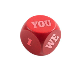 Motivation cube with three words me, we and you on transparent background prepared as png file 