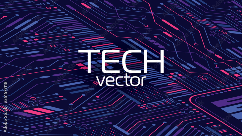 Poster abstract technological vector background. computer network and chips. internet and technology. elect