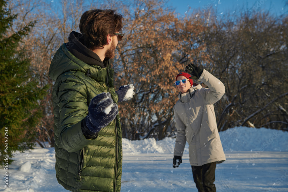 Canvas Prints friends playing snowballs