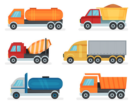 Heavy Machinery or Transport for Construction Work Vector Set