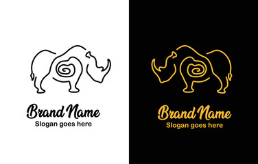 Rhinoceros Line Art Logo Design