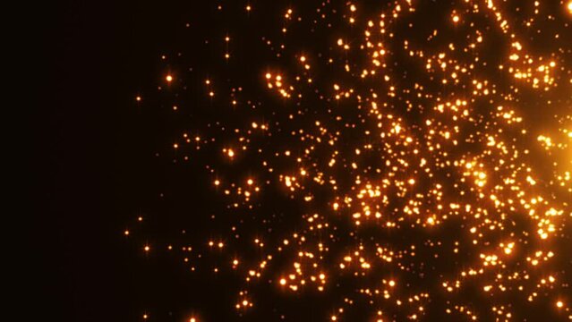golden christmas background calm moving gold stars and particles. 4k seamless loop