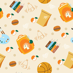 School supplies vector seamless pattern
