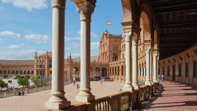 Spanish Square or Plaza de Espana at sunny day in Seville, Spain.