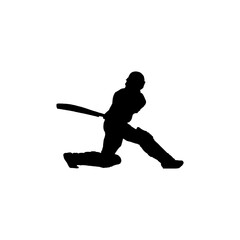 Cricket player icon. Simple style cricket tournament poster background symbol. Cricket player brand logo design element. Cricket player t-shirt printing. vector for sticker.