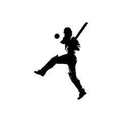 Cricket player icon. Simple style cricket tournament poster background symbol. Cricket player brand logo design element. Cricket player t-shirt printing. vector for sticker.