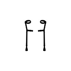 Crutches icon. Simple style support for the disabled poster background symbol. Crutches brand logo design element. Crutches t-shirt printing. vector for sticker.