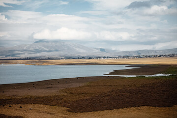 lake in the mountains in the clouds
