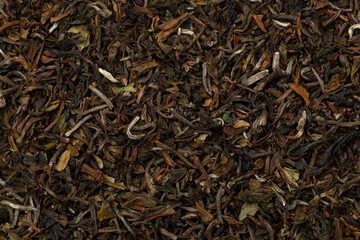 Rungmook Darjeeling Tea dried tea leaves close up full frame