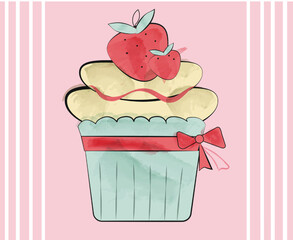 deliciouse cupcake.Dessert vector illustration
