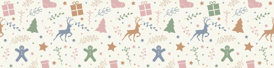 Obraz na płótnie Canvas Pattern with Christmas decorations. Wallpaper concept. Banner. Vector