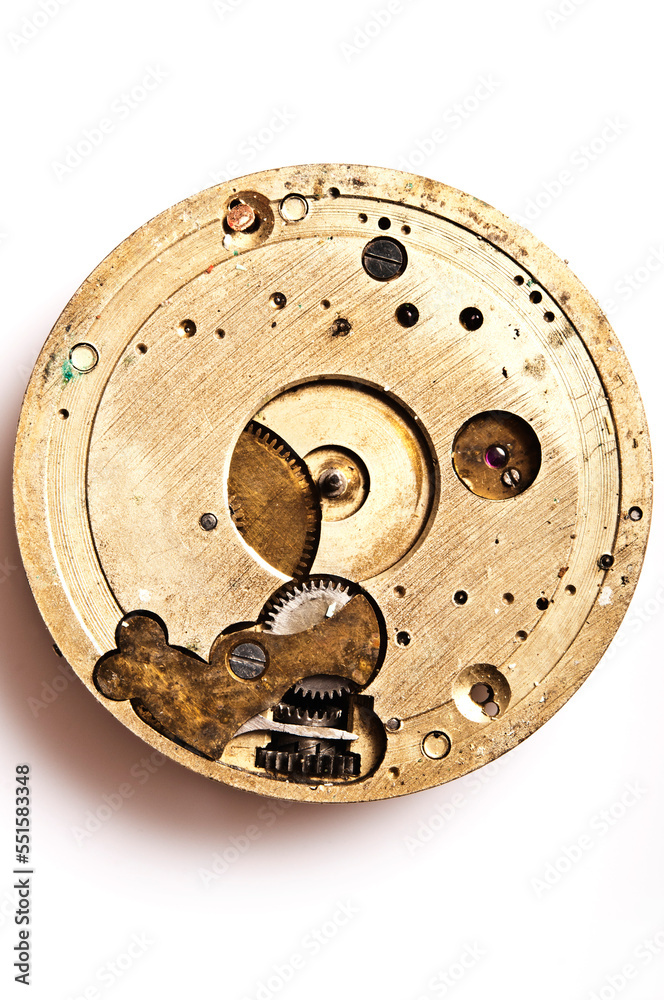 Poster classical clock mechanism, isolated 