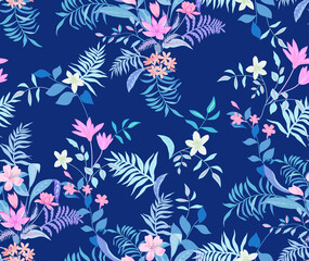 Fototapeta na wymiar Seamless elegant floral pattern. Abstract beautiful flower pattern; for fabric, fashion, textile, wallpapers, decoration. Romantic floral print.
