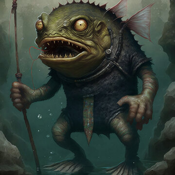 fish monster in the water