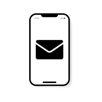 smartphone icon with envelope. Incoming mail notify, newsletter and online email concept. eps 10