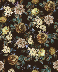 Seamless elegant floral pattern. Abstract beautiful flower pattern; for fabric, fashion, textile, wallpapers, decoration. Romantic floral print.