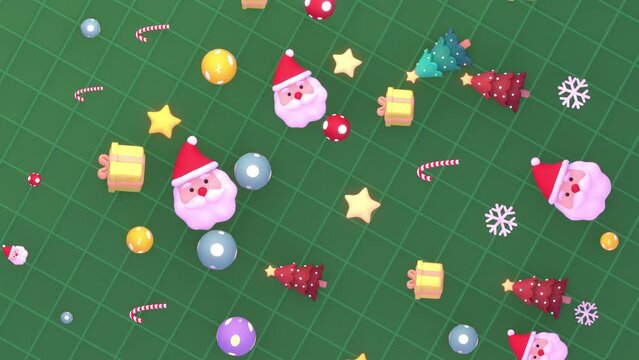 Looped cartoon Christmas Santa Claus pattern animation.