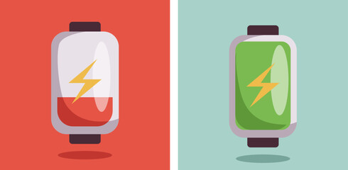 High and low battery concept vector design graphic illustration element