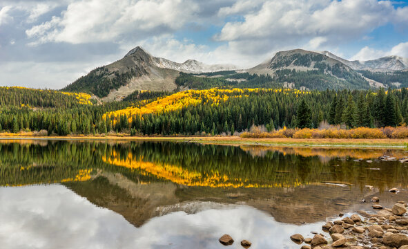 Lost Lake - Golden Autumn colors on the Kebler Pass in the Colorado Rocky Mountains - near Crested Butte on scenic Gunnison County Road 12  - Beckwith 