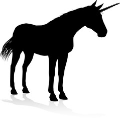 Unicorn Silhouette Horned Horse