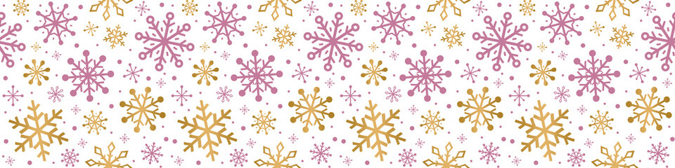 Seamless pattern with Christmas snowflakes on transparent background. PNG illustration