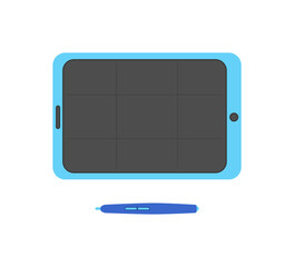 Graphic tablet, colorful bright vector illustration on white background