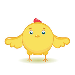 Cartoon cute yellow chicken.