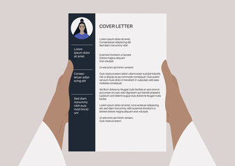 Hands holding a cover letter, labor market, a CV template