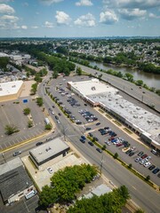 Aerial view of the Passaic River and the city of North Arlingtonthe borough in Bergen County