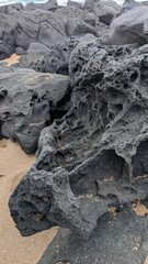 Eroded rock on a beach