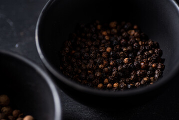 Black pepper. Closeup view. 