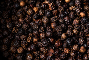 Black pepper. Closeup view. 
