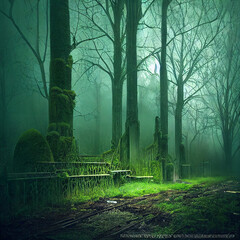 misty morning in the park