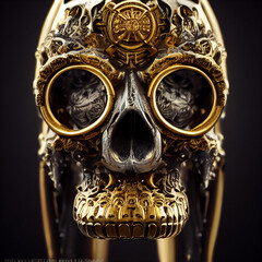 gold ornament on black