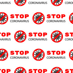 Vector seamless pattern in flat style. Stop coronavirus COVID-19 concept.