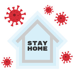 Covid-19 coronavirus quarantine campaign flat design. Stop coronavirus, keep calm & stay safe!