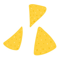 Tortilla chips in cartoon flat style. Hand drawn vector illustration of nachos tortillas, mexican food