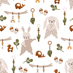 Fototapeta premium seamless pattern with baby toys on the white background