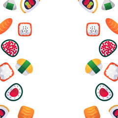 asian food, sushi and rolls cartoon illustration, 