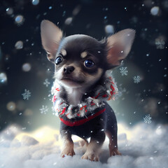chihuahua puppy in winter clothing