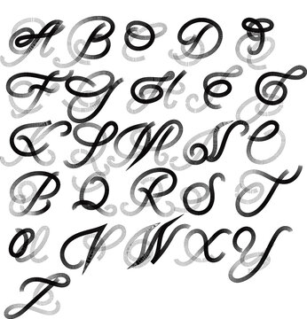 english alphabet in black on white background