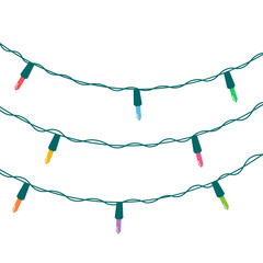 Christmas lights string isolated on white background