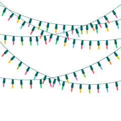 Christmas lights string isolated on white background