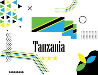 tanzania national day banner for independence day anniversary. green yellow blue and black color theme. 61 independence day anniversary. Flag of tanzania modern geometric retro abstract design.
