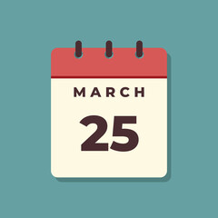 March Calendar Icon Vector Template