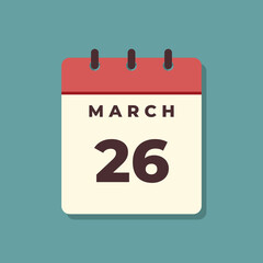 March Calendar Icon Vector Template